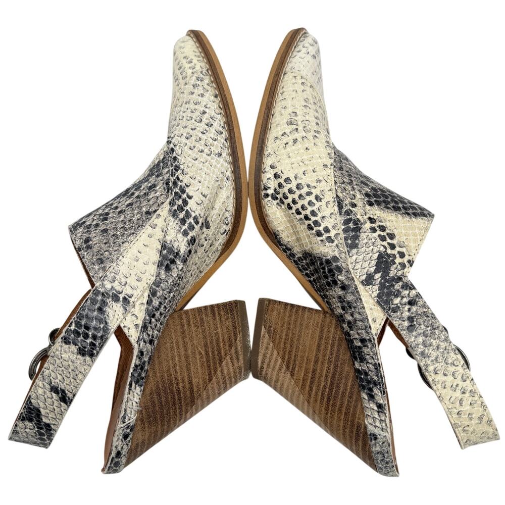 Free People Silverton Snakeskin Leather Mules Slingback Heels 38 Western Boho
